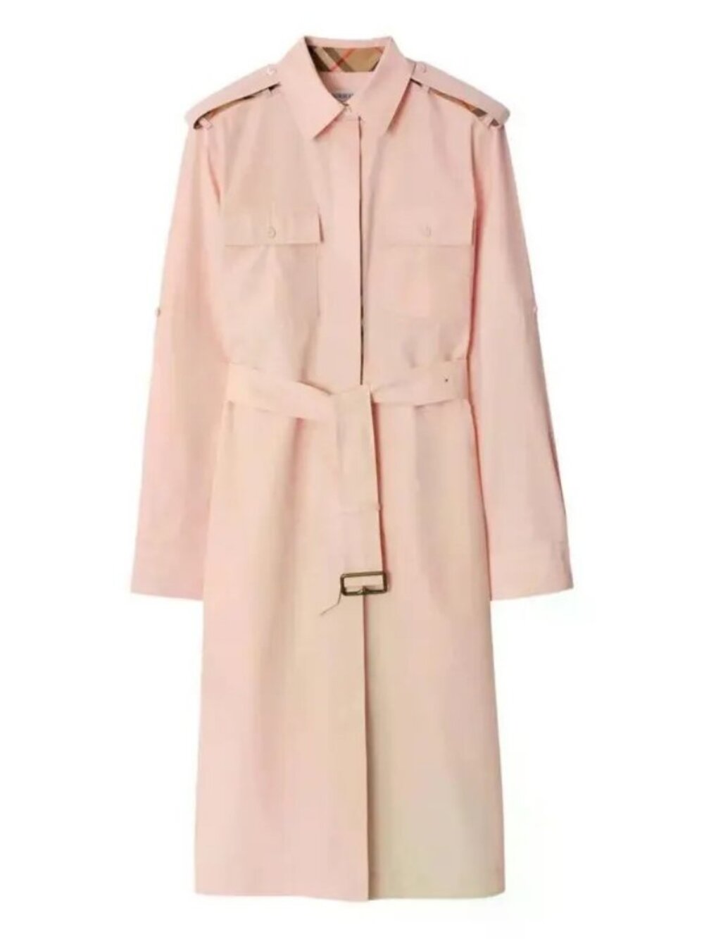 NWT Authentic Burberry Check-Trim Short-Sleeve Belted Shirtdress sz US 8